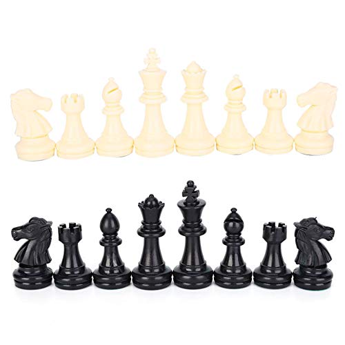 Schachspiel Schachfigur Kunststoff,Tbest 32 Stück/Set Schachfiguren ohne Brett, Weiß & Schwarz Schachfiguren mit Filzgleiter (Gr. M 64mm/2.51in) von Tbest
