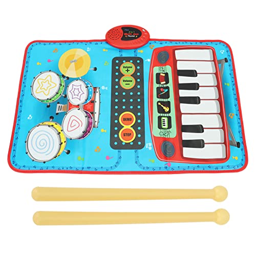 Tbest Tragbare Touch-Musikspielmatte, mit Simulierter Klaviertastentrommel, 2-in-1-Klaviertrommelmatte für Kleinkinder, Faltbare Musikinstrumentenmatte für die Früherziehung von Kindern von Tbest