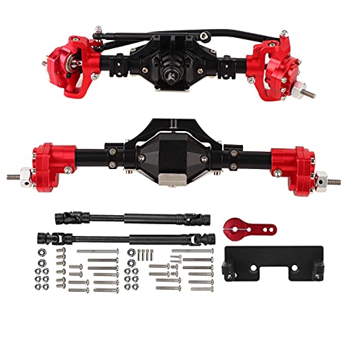 Tbest Vordere Hinterachse, Stahl-Innenzahnrad-Antriebswelle, Kompletter Satz RC-Car-Zubehör mit Antriebswellen-Upgrade-Teilen, Passend für Axial SCX10 II 90046 90047 (Schwarz Rot) von Tbest