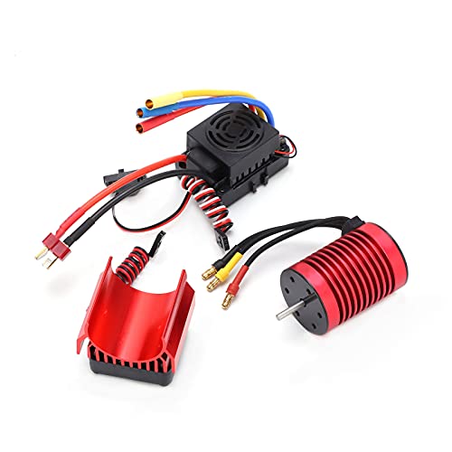 Tbest Wasserdichter F540 4370KV 4-poliger Bürstenloser Motorsatz, Motor mit Hohem Drehmoment für 1/10 RC-Car, mit Kühlkörperkombination, Maximale Effizienz von Tbest