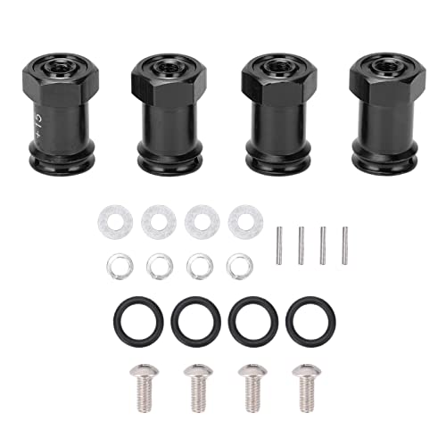 Tolles Upgrade-Zubehör, 4 Stück 12 Mm RC-Aluminium-Rad-Sechskant-Nabenverlängerungsadapter für Mini E 1/16 RC-Auto mit Niedrigem Schwerpunkt (Black) von Tbest