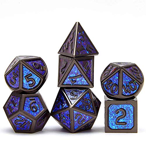 Tbrand DND Metall-Würfel-Set, Rollenspiel, 7-teilig, Dungeons und Dragons Würfel, Pathfinder, RPG-Spiele DND-Würfel, Metall-Würfel, D&D (blau) von Tbrand