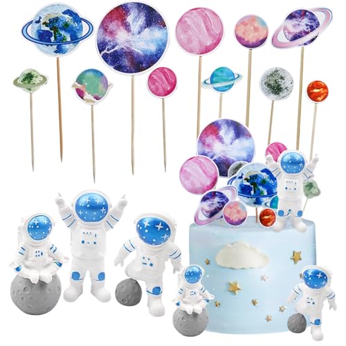 14 Stück Planeten Deko, Weltraum Kindergeburtstag, Tortendeko Weltraum Weltraum Deko Astronaut Kuchen Deko Astronauten Kuchendekoration Astronautenfiguren Für Weltraum Partyzubehör Planet von Tcnzdy