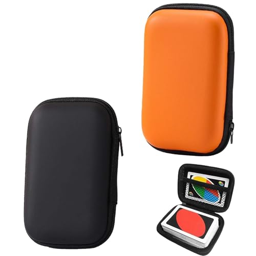 2 Stück Spielkarten Box, Orange und Schwarz Aufbewahrungsbox, Kartenspiel Box Karten Aufbewahrungsbox Bluetooth Kopfhörer Tasche, Schützt Karten vor Feuchtigkeit, Geschenk für Jungen und Mädchen von Tcnzdy