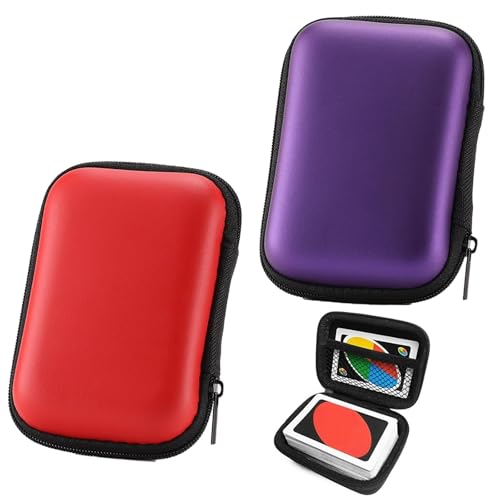 2 Stück Tasche, Wasserdicht Kabeltasche Erweiterbar Kabel Organizer Tasche Spielkarten Etui Spielkarten Box und Spielkarten Tasche für Karten, Kopfhörer Datenkabelspeicherung(Rot, Lila) von Tcnzdy