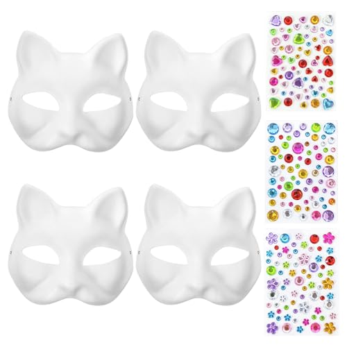 7 Stück Katzenmaske, Therian Mask Cat Maske Katzen Maske Katzenmasken Zum Anmalen Diy Gemalt Diamant, für Halloween Rollenspiele, Singles Partys, Tänze, Karneval von Tcnzdy