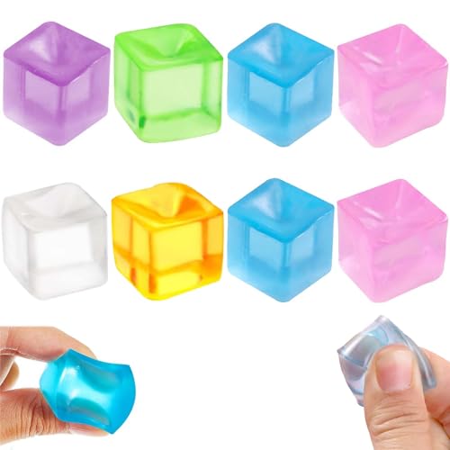 8 Stück Nee Doh Cube, Cube Stressball für Erwachsene Kinder, Sensorisches Eiswürfel Antistressball, Squishy Quetschball Anti Stress Spielzeug für Jungen-Mädchen von Tcnzdy