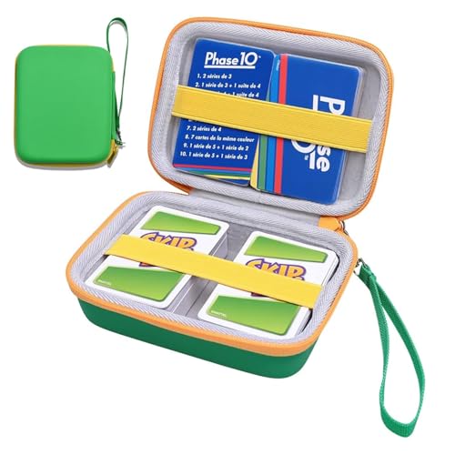 Spielkarten Box, Spielkarten Etui, Wasserdicht Kabeltasche Organizer Spielkarten Tasche Grün Leicht Spielkarten Box für Desktop Karten Und Kleine Zubehörspeicher (15.8×12.5×5cm) von Tcnzdy