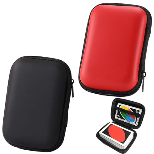 Tcnzdy 2 Stück Tasche, Kartenspiel Koffer Hält, Mini Reise Tragbares, Spielkarten Aufbewahrungstasche, Spielkarten Box für Spiele im Freien oder Party Kartenspiel(Rot, Schwarz) von Tcnzdy