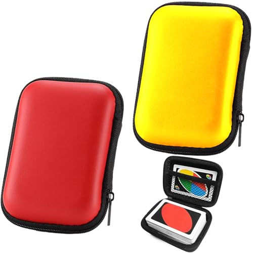 2 Stück Tasche, Spielkarten Box, Schützt Karten vor Feuchtigkeit und Staub, Spielkarten Etui, Geschenk für Jungen oder Mädchen, für Spielkarten/Kartenspiele(Rot, Gelb) von Tcnzdy