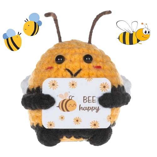 Tcnzdy Plüschtier Bienen, positives Geschenk, Mini-Puppe aus gestricktem Plüsch, Geschenk für emotionale Unterstützung, geeignet für Arbeit und Lernen und emotionale Unterstützung des täglichen Lebens von Tcnzdy