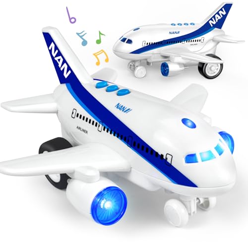 Tcvents Spielzeugflugzeug für Kinder ab 3 Jahren, 360° drehbares Spielzeugflugzeug mit blinkenden Lichtern, Musik und Flugzeug-Sound, elektrisches Spielzeugflugzeug, Geburtstagsgeschenk für von Tcvents