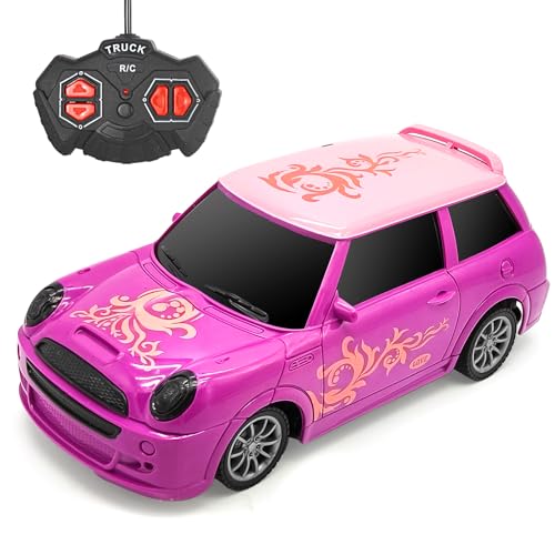 Tcvents Ferngesteuertes Auto für Mädchen - Rc Car Pink Lila Prinzessin Stil Rennauto Fahrzeug mit Beleuchtung Fernbedienung Autos für Kinder Alter 3 4 5 6 7 8-12 Geburtstag von Tcvents