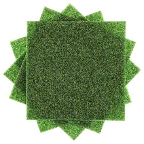 15x15cm Kunstrasen Miniaturgarten 6 Stück Kunstrasen zum Basteln, Modellbau Rasen Kunstrasen Wichtel Miniatur Rasen Dekoration Grasmatte Kunstrasen für DIY Miniatur Garten Deko Mini Garten von Teaaha