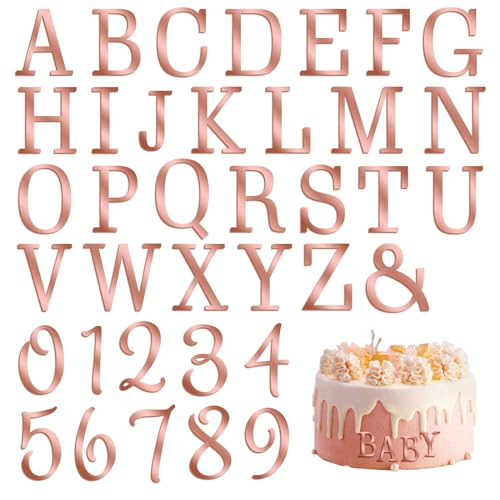 37 Stücke Rose Gold Acrylic Cake Topper Name, Cake Topper Name Tortendeko Buchstaben Rose Gold Deko Für Torte Deko Zahlen 0-9&A-Z Großbuchstaben Set Kuchen Deko Für Geburtstag Hochzeit Jubiläum Party von Teaaha