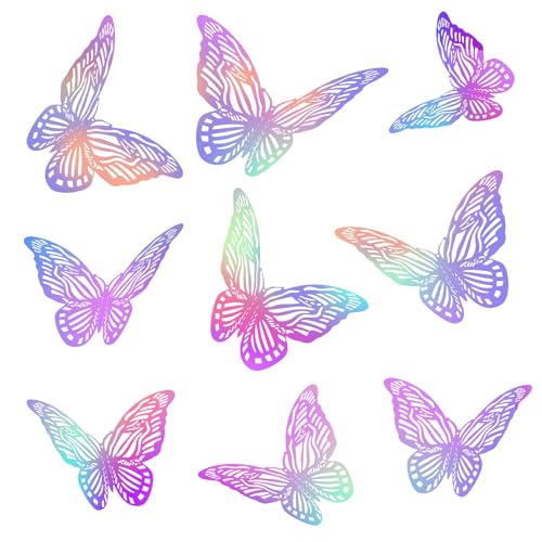 48 Stück Schmetterlinge 3D Aufkleber, 3 Größen Schmetterling deko Wandtattoo Laser Schmetterlinge Aufkleber, Schmetterling Wanddeko Butterfly Wandsticker für Geburtstag Party DIY Handwerk von Teaaha