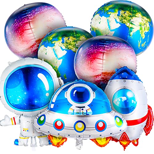 7 Stück Weltraum Deko, Astronaut Weltraum Deko Weltraum Ballon Set, Weltraum Folienballon, Astronaut Science Fiction Ballon Für Weltraum Planeten Jungen Motto Party Deko Geburtstag Baby Shower von Teaaha