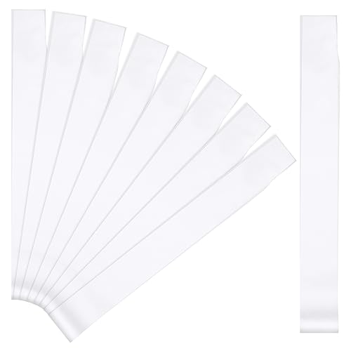 Teaaha 9 Stück Weiße Schärpe Leere Schärpe Schärpe Bedrucken DIY Plain Satin Sash Individuelle Schärpe Blank Satin Schärpen Deko Schärpe Bride Für Geburtstag, Junggesellenabschied, Hochzeit Party von Teaaha