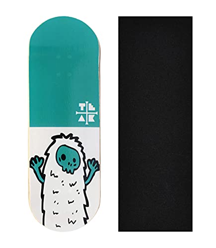 Teak Tuning Premium Griffbrett-Grafikdeck, Teal Yeti – 32 mm x 97 mm – Wärmeübertragungsgrafik, Profi-Form & Größe – vorgebohrte Löcher – inklusive Prolific Foam Tape von Teak Tuning