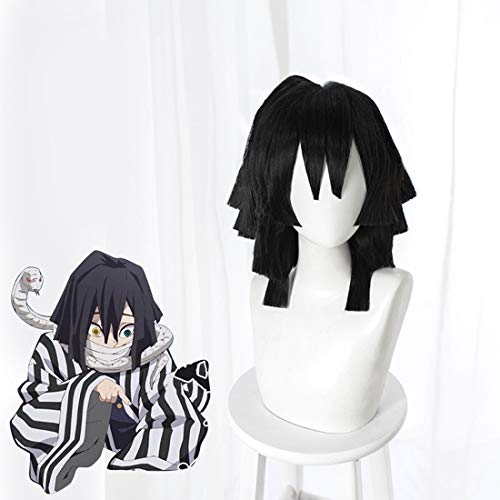 Teakpeak Anime Cosplay Perücke, Kimetsu no Yaiba Cosplay Iguro Obanai Cosplay Perücke Wig - Schwarz von Teakpeak