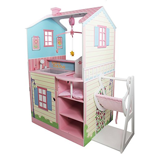 Teamson Kids 3 18 Zoll Babypuppen Holz-Puppenhaus doppelseitig Nursery VEN-TD-11460A, Pink von Teamson Kids