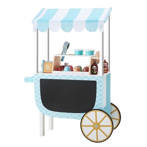 Teamson Kids My Little Helper Ice Cream Cart & 33 pc. Accessory Set, Blue/White von Teamson Kids