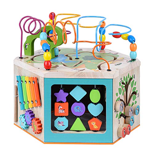 Teamson Kids Kindergarten Vorscule Grundschule Groß 7-in-1-Aktivitätsstation Aus Holz Spielsachen Spielen Lassen Für Kinder PS-T0005 von Teamson Kids