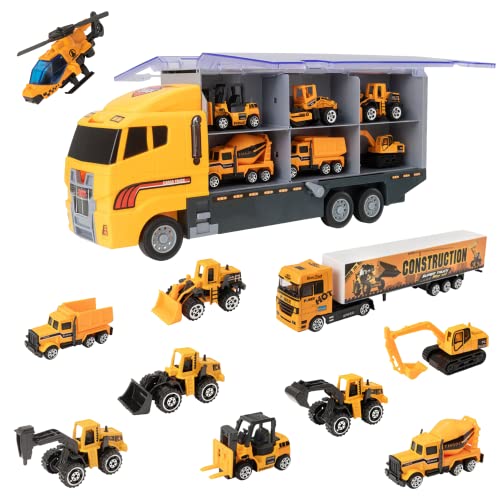 Teamsterz Baustellen Autotransporter Spielzug Set | LKW Spielzeug & Baustellenfahrzeuge Kinder | Sandspielzeug Junge & Mädchen | Spielzeugauto-Launcher | Lagerung & Rampe | Auto Spielzeug 3 Jahre von Teamsterz