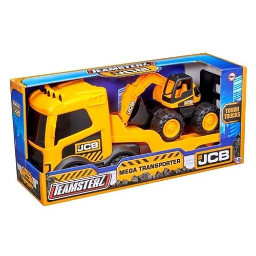 Teamsterz JCB Mega Transporter mit Bagger, gelb/schwarz von Teamsterz