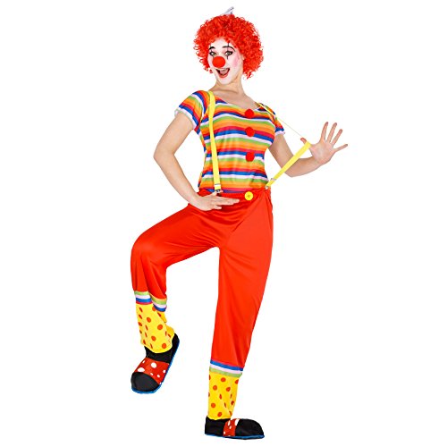 tectake dressforfun Frauenkostüm Clown | Kostüm + Hosenträger und Afro-Perücke mit Schleife | Clownfrau Clown-Kostüm Fasching (S | Nr. 300818) von tectake