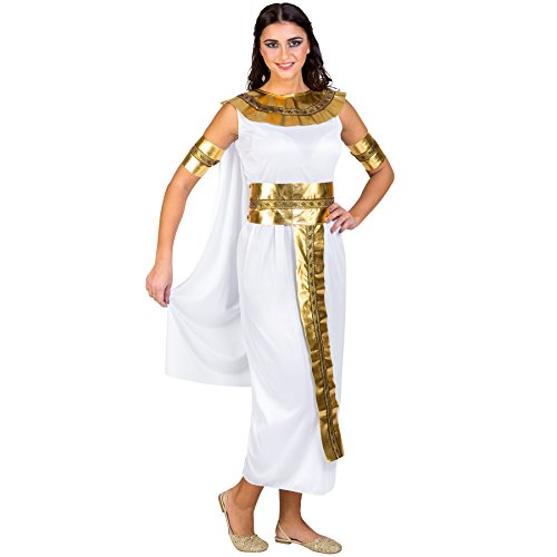 tectake dressforfun Frauenkostüm Nilkönigin Kairo | langes Kleid mit angenähtem Cape | goldene Armbänder, Gürtel & Kragen (S | Nr. 300322) von tectake