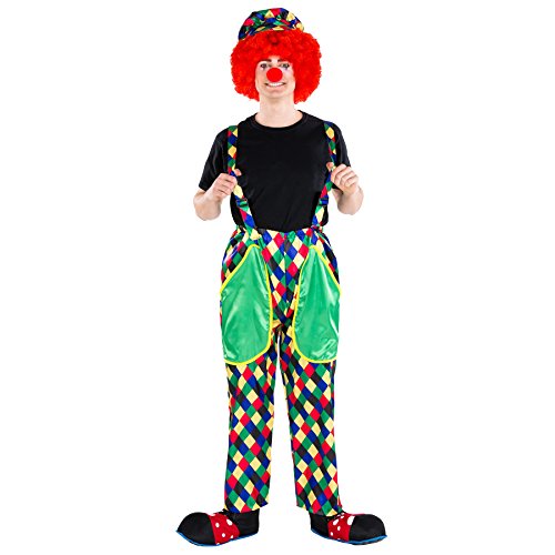 tectake dressforfun Herrenkostüm Clown | Kostüm + Clown-Nase & Schild-Kappe | Harlekin Clown-Kostüm Fasching (XXL | Nr. 300832) von tectake