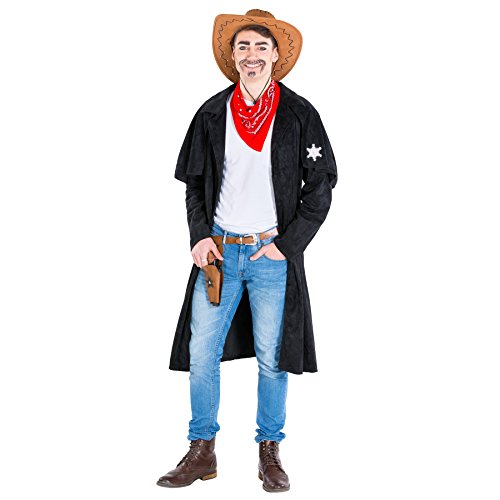 dressforfun Herrenkostüm Cowboy | Trenchcoat + rotes Halstuch | Sheriff Cowgirl Faschingskostüm (XL | Nr. 300572) von tectake