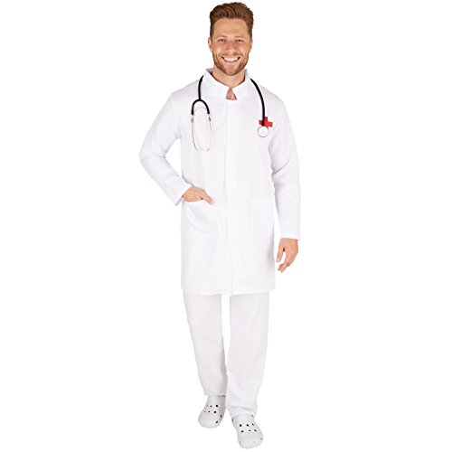 tectake dressforfun Herrenkostüm Doktor | Knielanger Mantel | Strapazierfähige Hose (XXL | Nr. 301448) von tectake