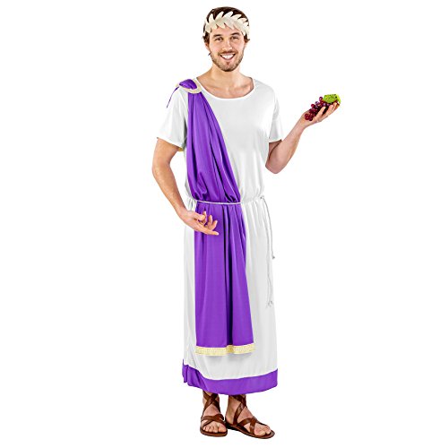 dressforfun Herrenkostüm Herrenkostüm Kaiser Marcus Aurelius | weiße Toga mit lila Saum | Lorbeerkranz | Kordel als Gürtel (XXL | Nr. 300471) von tectake