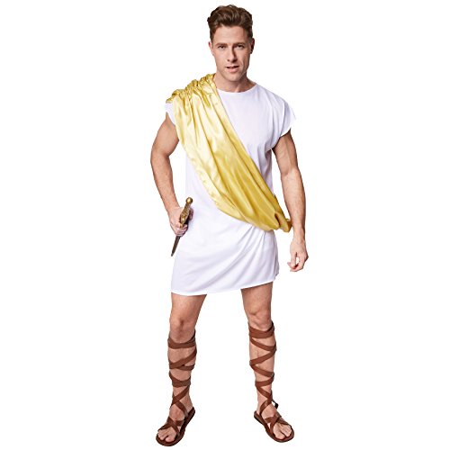 tectake dressforfun Herrenkostüm Legionär Octavius | Bequemes, weißes Gewand | Gold-gelbe Schärpe zum Umhängen (XL | Nr. 300345) von tectake