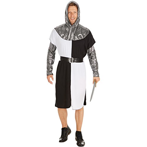 dressforfun Herrenkostüm Ritter Mittelalter | Langarmshirt mit Ärmeln in Metalloptik | Kapuzen-Cape in Metalloptik und ein Gürtel | Bestens geeignet für Fasching oder Motiv- und Mottopartys (M) von tectake