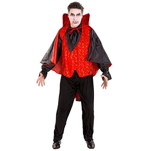 dressforfun Aufwendiges Graf Dracula Vampir Kostüm Herrenkostüm inkl. Blouson, schwarze Leggins & großem Umhang zum Binden (XL | Nr. 300172) von tectake