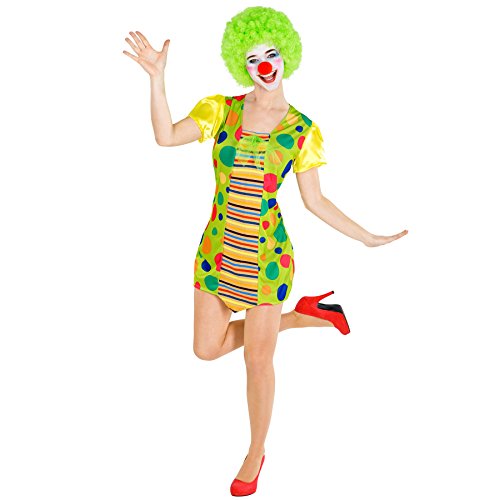 tectake dressforfun Frauenkostüm Clown | Kleid + Clown-Nase | Clownfrau Clown-Kostüm Fasching (L | Nr. 300825) von tectake