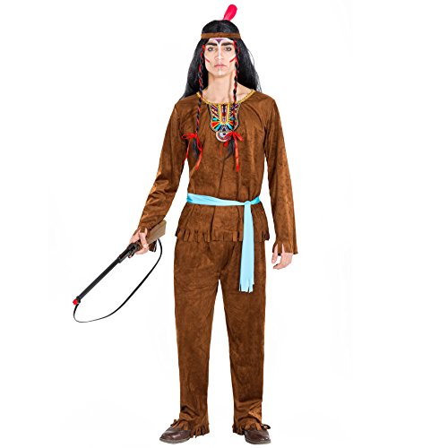 tectake dressforfun Herrenkostüm Indianer Apache | Kostüm + Haarband mit Federn & Bindegürtel | Häutpling Indianerin Verkleidung (L | Nr. 300648) von tectake