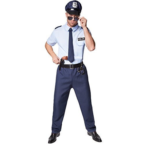 tectake dressforfun Herrenkostüm Police Officer | Cooles Hemd mit Police-Aufdruck | Bequeme, strapazierfähige Hose | Inkl. Krawatte mit Gummiband und Handschellen (M | Nr. 301524) von tectake