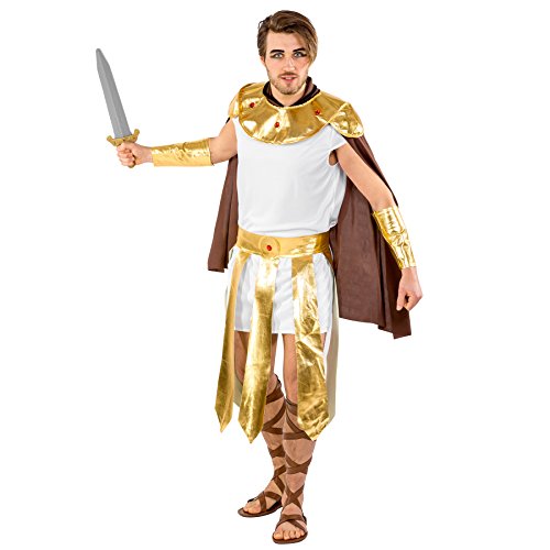 tectake dressforfun Herrenkostüm mächtiger Gladiator | Gewand mit edlem Cape | Goldener Kragen | goldene Armstulpen & Bindegürtel (XL | Nr. 300357) von tectake