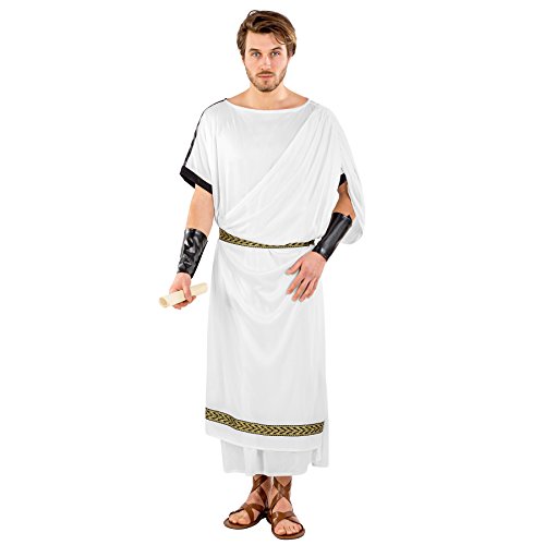 dressforfun Herrenkostüm römische Toga | angenähte Schärpe | Bordüren im Brokat-Stil | inkl. Gürtel & Armstulpen mit Klettverschluss (S/M | Nr. 300398) von tectake