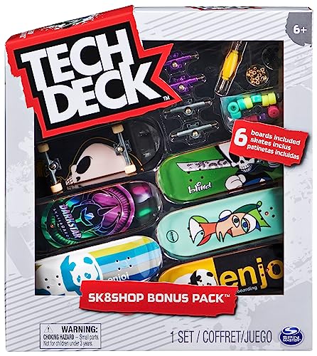 Sk8Shop Bonus Pack - Fingerboard-Set mit 6 authentischen Boards und Zubehör (Boards von Almost, Blind, Enjoi, Darkstar) von Tech Deck