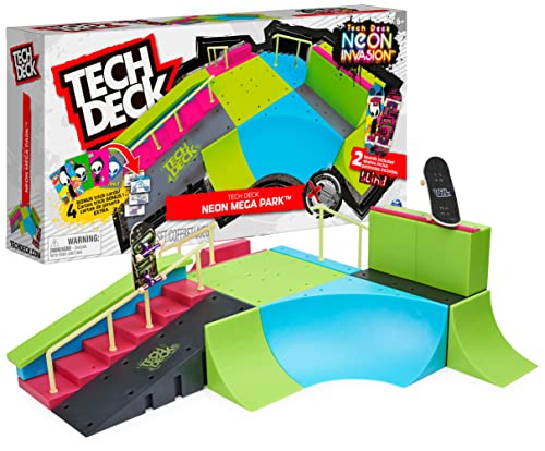Tech Deck, Neon Mega Park X-Connect Creator, anpassbares Rampenset mit zwei Fingerboards, leuchtet im Dunkeln, Kinderspielzeug für Jungen und Mädchen von Tech Deck