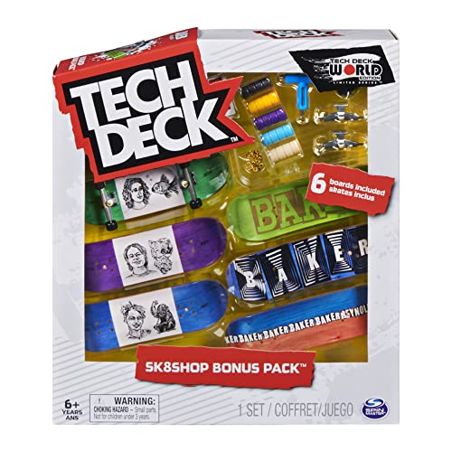 Tech Deck, Sk8shop Griffbrett-Bonus-Pack, Sammlerstück und anpassbare Mini-Skateboards, Kinderspielzeug ab 6 Jahren (Stile können variieren) von Tech Deck