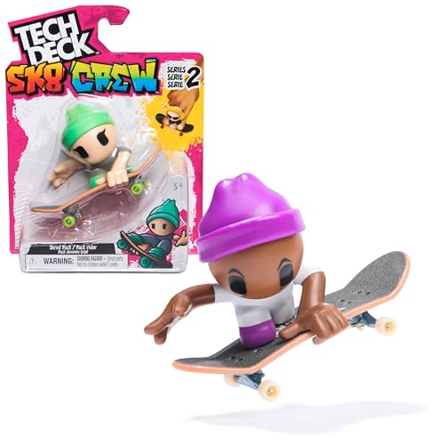 Tech Deck Sk8 Crew, Fingerboard mit Cooler Skater-Figur, Figur abnehmbar und kompatibel mit Anderen Fingerboards, ab 5 Jahren (Sortiert, Zufallsauswahl) von Tech Deck