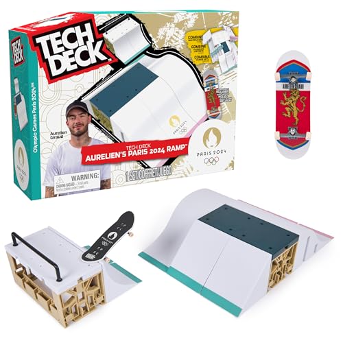 Tech Deck - Finger Skate – Park X-Connect Aurélien Giraud – Offizielles Lizenzprodukt der Olympischen Spiele Paris 2024 – Skatepark modulierbar – Mini Skate Finger – Spielzeug für Kinder – Spiel für von Tech Deck