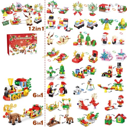 2024 Adventskalender, 24 Weihnachten Bausatz mit Zwei 12-IN-1 Großes Set, Bausteine Set Kompatibel mit Lego (GL-95) von TechBrix