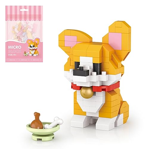 Corgi Klemmbausteine Set, Hunde Bausatz, Mirco Bausteine Set NICHT Kompatibel mit Lego - 160 Teile von TechBrix